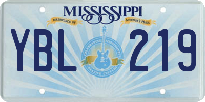 MS license plate YBL219