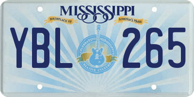 MS license plate YBL265