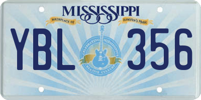 MS license plate YBL356