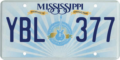 MS license plate YBL377