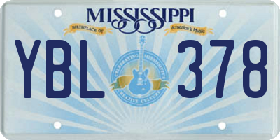 MS license plate YBL378