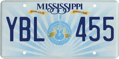 MS license plate YBL455