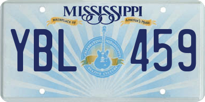 MS license plate YBL459