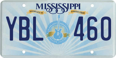 MS license plate YBL460