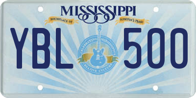 MS license plate YBL500