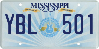 MS license plate YBL501