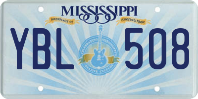 MS license plate YBL508