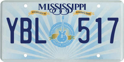 MS license plate YBL517