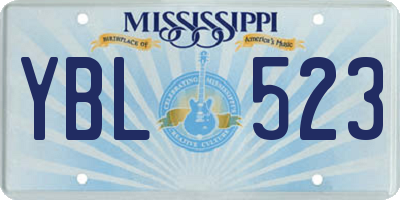 MS license plate YBL523