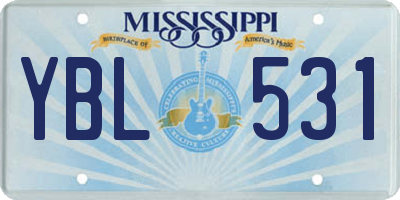 MS license plate YBL531