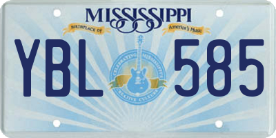 MS license plate YBL585