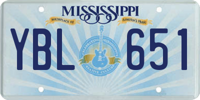 MS license plate YBL651