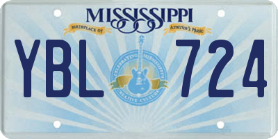 MS license plate YBL724