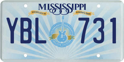 MS license plate YBL731