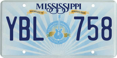 MS license plate YBL758