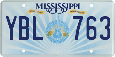 MS license plate YBL763