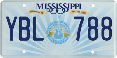 MS license plate YBL788