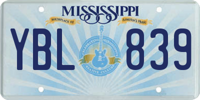 MS license plate YBL839
