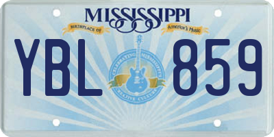 MS license plate YBL859