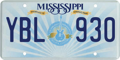 MS license plate YBL930