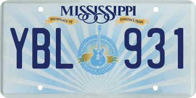 MS license plate YBL931