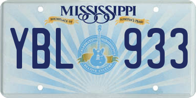 MS license plate YBL933