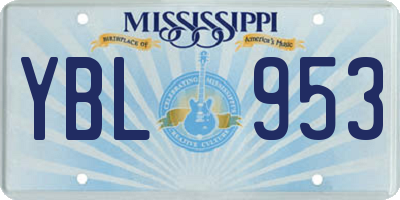 MS license plate YBL953