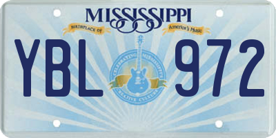 MS license plate YBL972