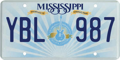 MS license plate YBL987
