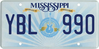 MS license plate YBL990