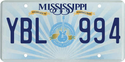 MS license plate YBL994