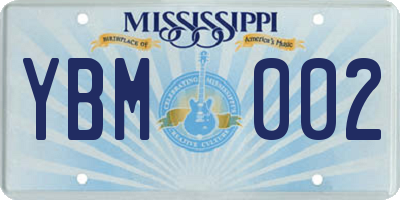 MS license plate YBM002