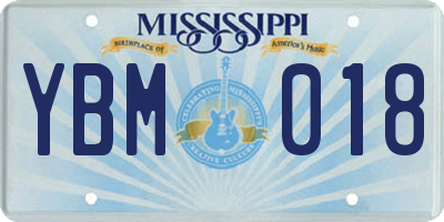 MS license plate YBM018