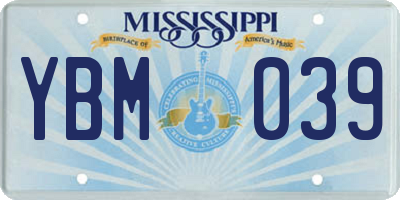 MS license plate YBM039