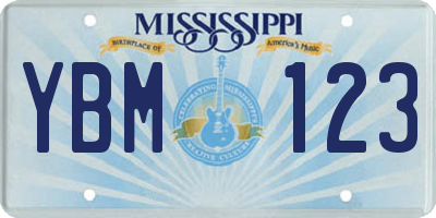 MS license plate YBM123