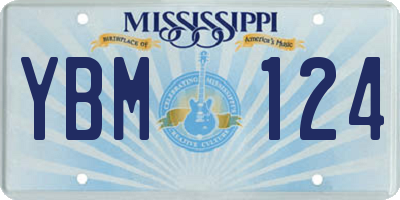 MS license plate YBM124