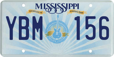 MS license plate YBM156