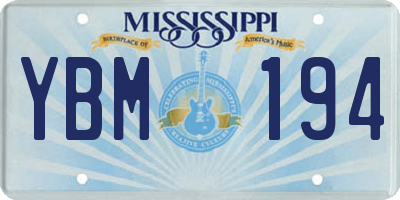MS license plate YBM194