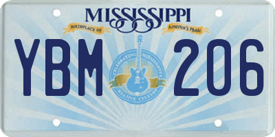 MS license plate YBM206