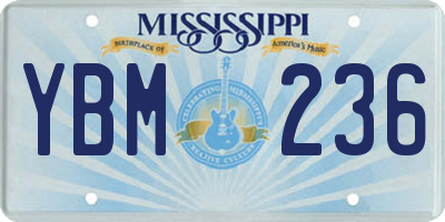 MS license plate YBM236