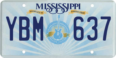 MS license plate YBM637