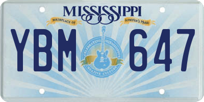 MS license plate YBM647