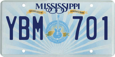 MS license plate YBM701