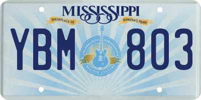 MS license plate YBM803