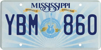 MS license plate YBM860