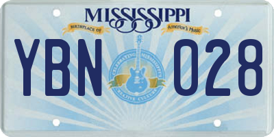 MS license plate YBN028