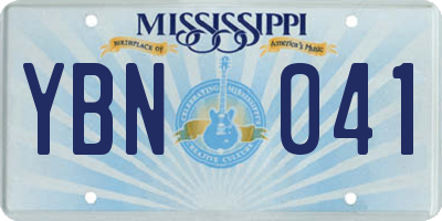 MS license plate YBN041