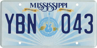 MS license plate YBN043