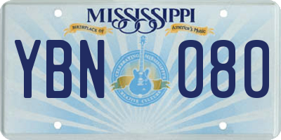 MS license plate YBN080