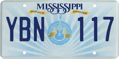 MS license plate YBN117